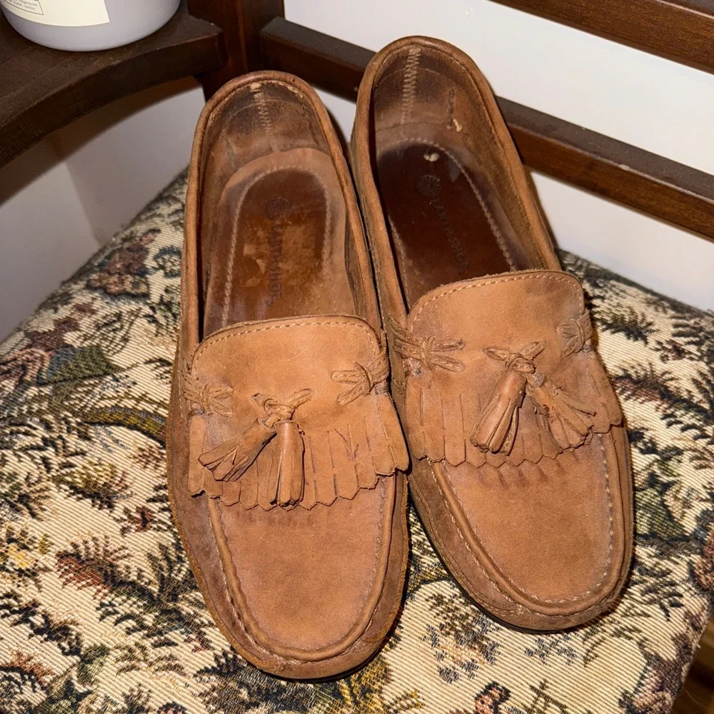 Earth Shoe Manning Men’s Brown Leather Tassel Loafers Size 8D